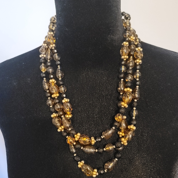 3 strand Brown and black necklace - Picture 1 of 3